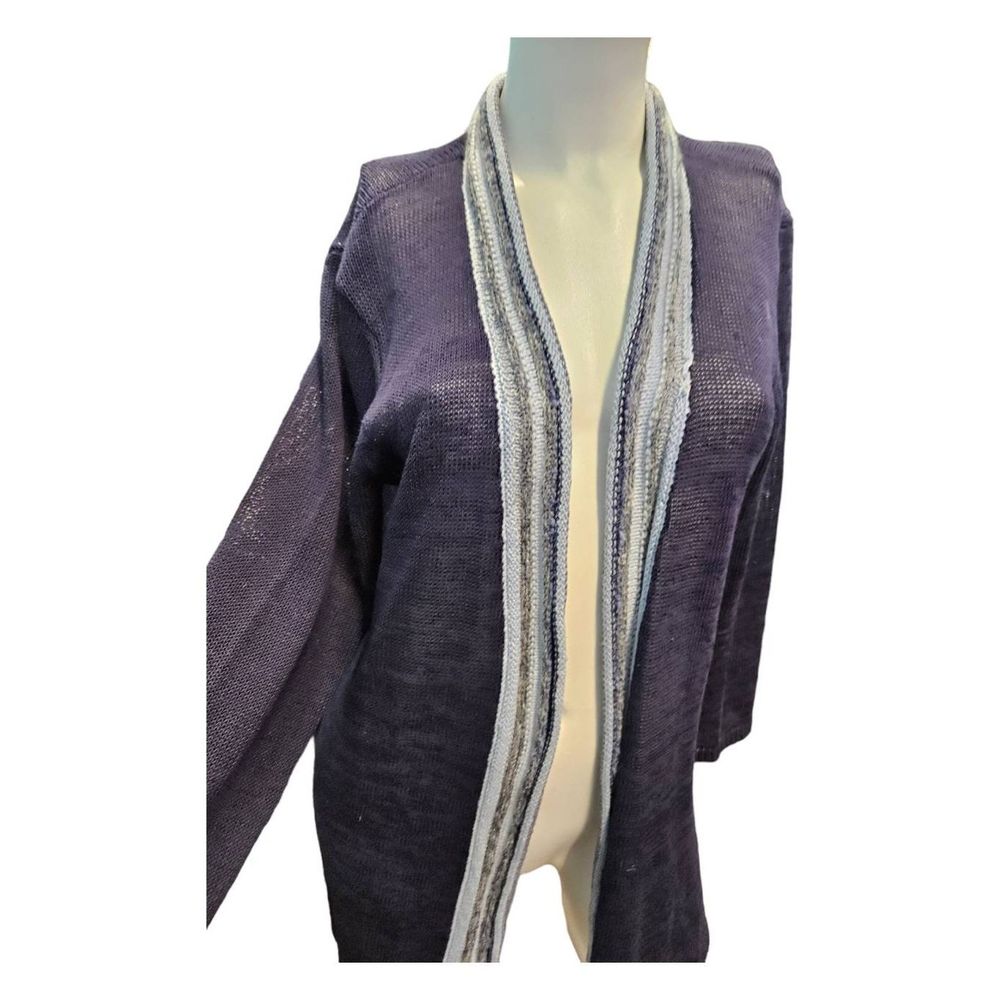 Coldwater Creek Blue Long Open Cardigan Size Large Womens Knit - Picture 5 of 10